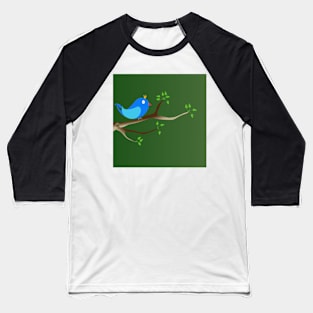 A blue bird perched on a tree branch. Baseball T-Shirt